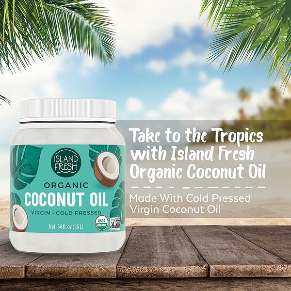 ISLAND FRESH ORGANIC COCONUT OIL, EXTRA VIRGIN, COLD-PRESSED, 54 FL OZ – USDA ORGANIC, NON-GMO FOR COOKING, BAKING, HAIR AND SKIN