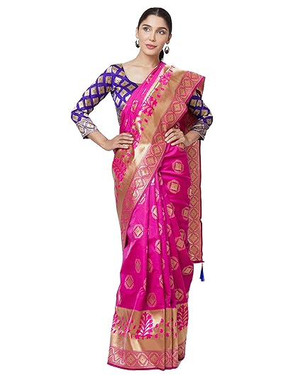 Womens Art Silk Jacquard Saree with Blouse Piece