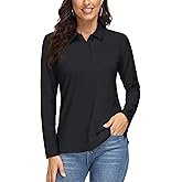 MAGCOMSEN Women's Long Sleeve Polo Shirts UPF 50+ Golf Tops Moisture Wicking Collared Shirt Tennis 3-Button