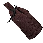Mythrojan Drawstring Belt Bag Renaissance Costume Accessories Medieval Suede Leather Purse Viking Coin Jewelry Pouch Waist Bag for LARP, Festivals, Renfaire, Reenactments (Coffee Brown- 8" x 6.5")