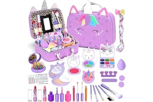Heaning Kids Washable Makeup Girl Toys - Real Make up Set for Kid Children Princess Dress Up Pretend Play Christmas Birthday Gifts Toys for Girls 3 4 5 6 7 8 9 10 11 12 Year Old