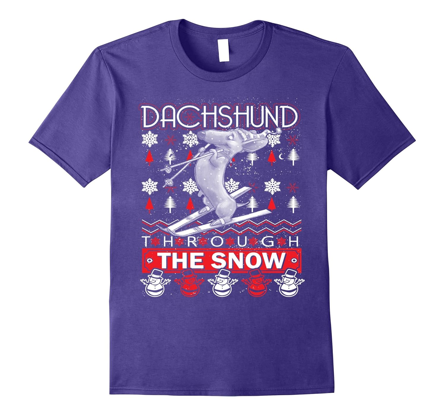 Sale off Christmas Gift tshirt Dachshund goes skiing through-Rose