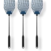 OFXDD Rubber Fly Swatter, Long Fly Swatter Pack, Fly Swatter Heavy Duty, Black and Blue Colors (3 Pack)