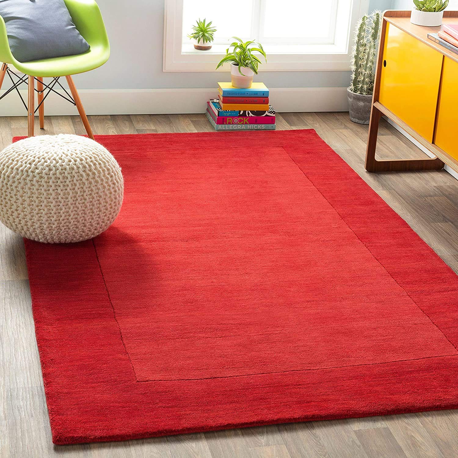 Buy MTS Carpet Red USA Handmade Woolen Bordered Carpet for Living Room