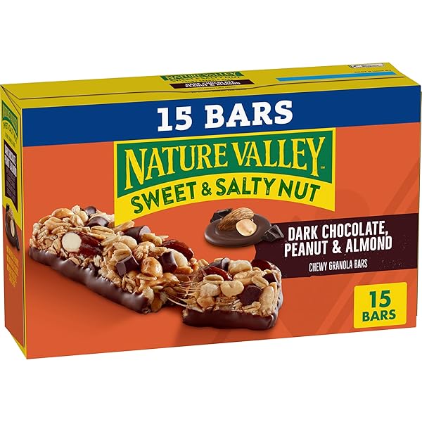 NATURE VALLEY SWEET AND SALTY NUT GRANOLA BARS, DARK CHOCOLATE PEANUT ALMOND, 15 BARS, 18 OZ