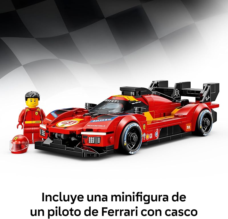 Speed Champions Ferrari 499P Coche de Carreras de Juguete - Kit de Maquetas con Minifigura de Piloto Coleccionable - Merchandising Deportivo - Regalo para Niños de 9+ Años y Fans - 77261 — foto 5 de 8