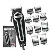 Wahl USA Elite Pro High-Performance Corded Home Haircut & Grooming Kit for Men – Electric Hair Clipper – Model 79602M