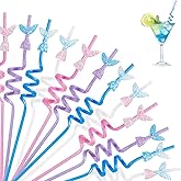 12pcs Glitter Mermaid Straws Party Favors Mermaid Tail Drinking Supplies for Mermaid Birthday Party Decoration Supplies(Mermaid)