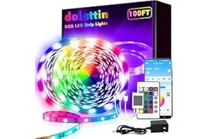 dalattin 100ft LED Strip Lights (2 Rolls x 50ft), Bluetooth+IR RGB Color Changing LED Lighting, Smart APP Music Sync for Bedroom, Room, Party, Festival, Home Decor