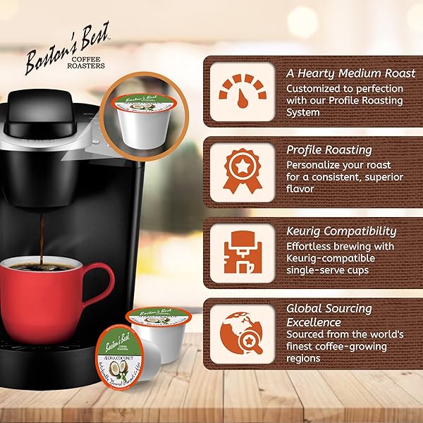 BOSTON’S BEST – ALOHA COCONUT FLAVORED DELICIOUS GOURMET COFFEE COMPATIBLE WITH KEURIG COFFEE MAKER, 1 COUNT (42 SINGLE SERVE CUPS)