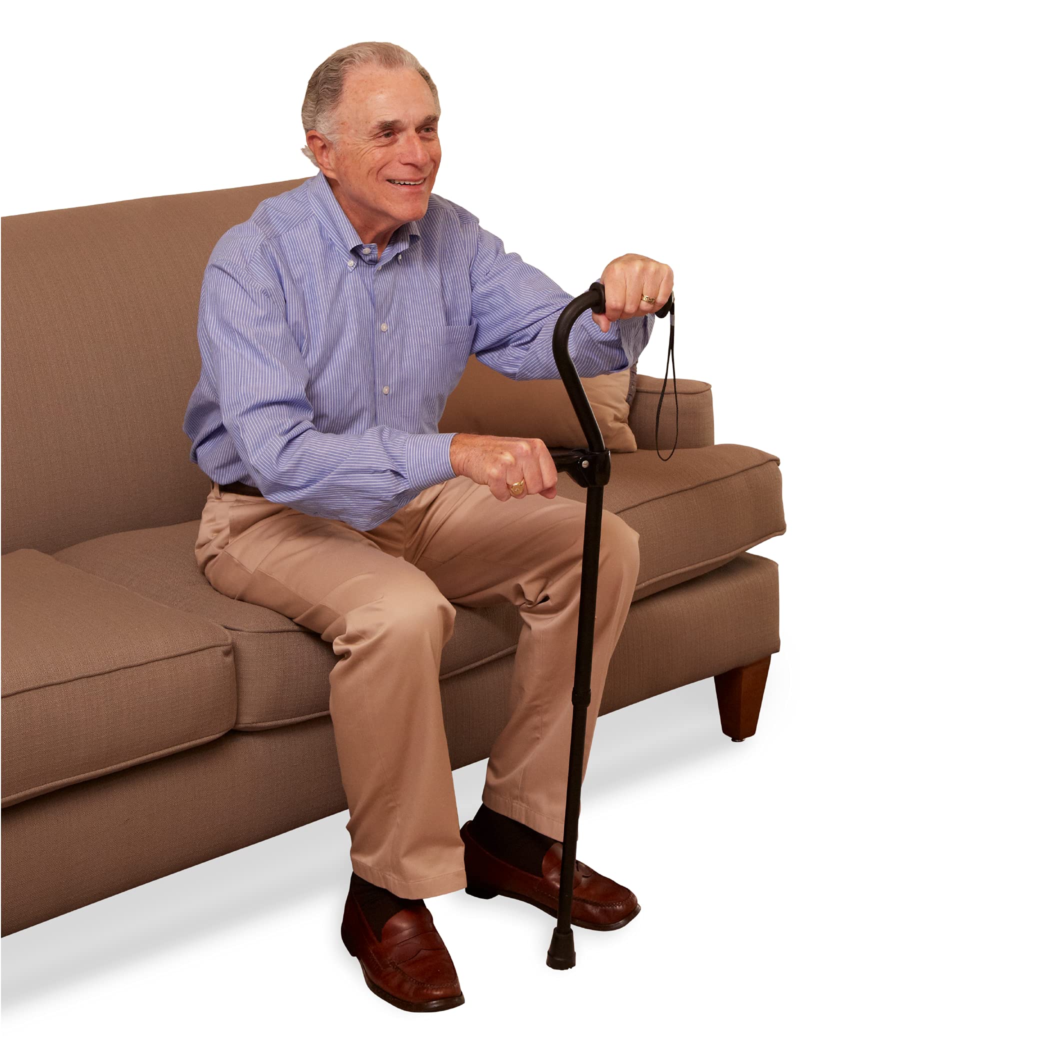 Carex Stand Assist Walking Cane - Includes Secondary Flip Down Handle for Added Support - Uplift Cane and Walking Stick for Seniors, Elderly, Disabled
