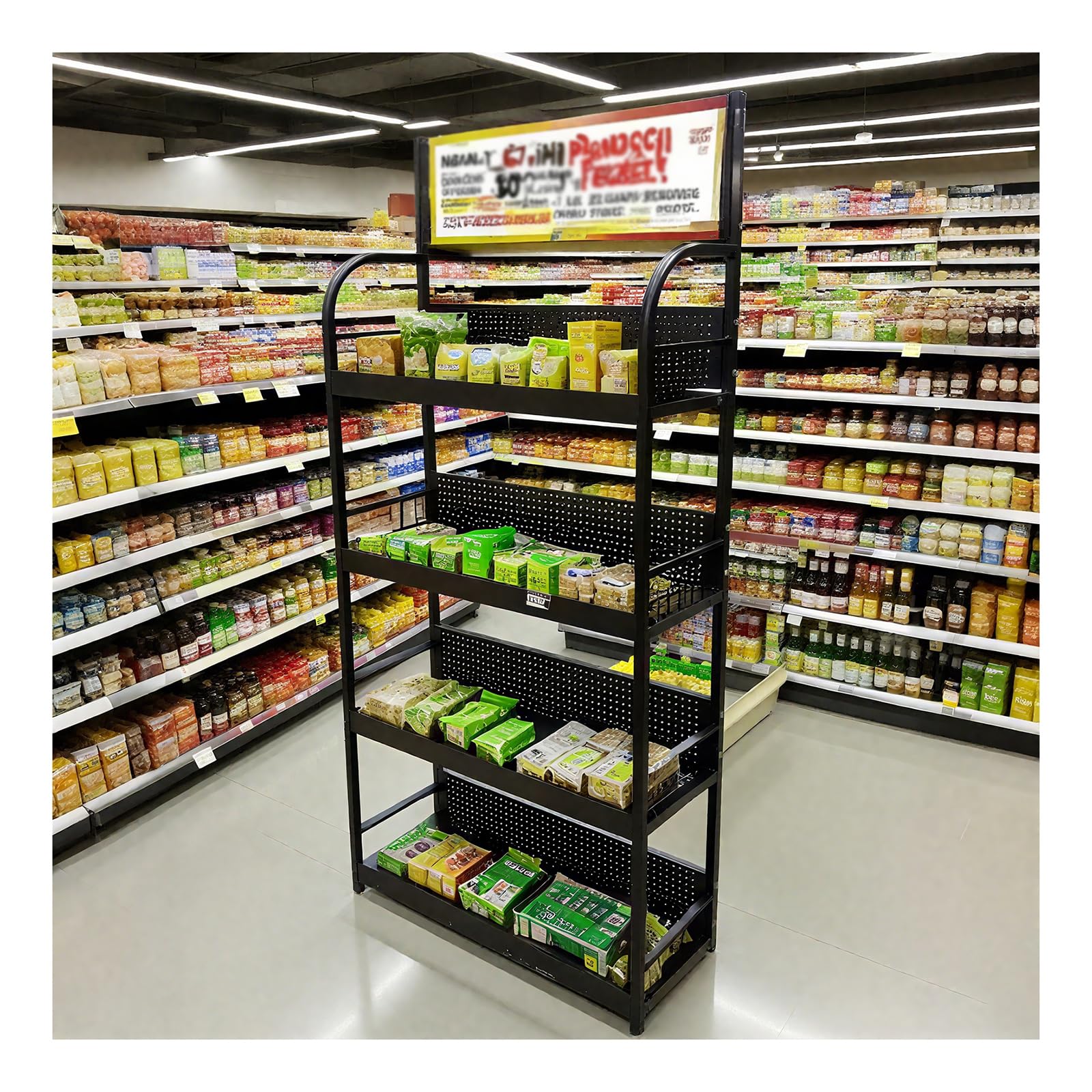 Photo 1 of BFECGDXT 4-Tier Metal Shelving Unit, Supermarket Heavy Duty Garage Standing Shelf, Stores Storage Rack Retail Display Racks, for Home Kitchen and Warehouse, W 31.4" x H 67"