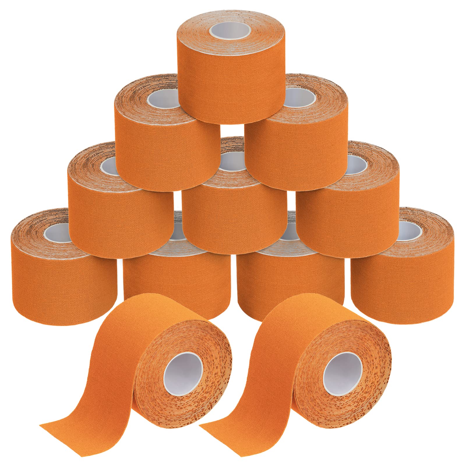 BB Sport 12 Rolls Kinesiology Tape 5 m x 5 cm Many Colors E-Book Application Examples Muscle Support Elastic Strapping Tape, Colour:Orange — image 1