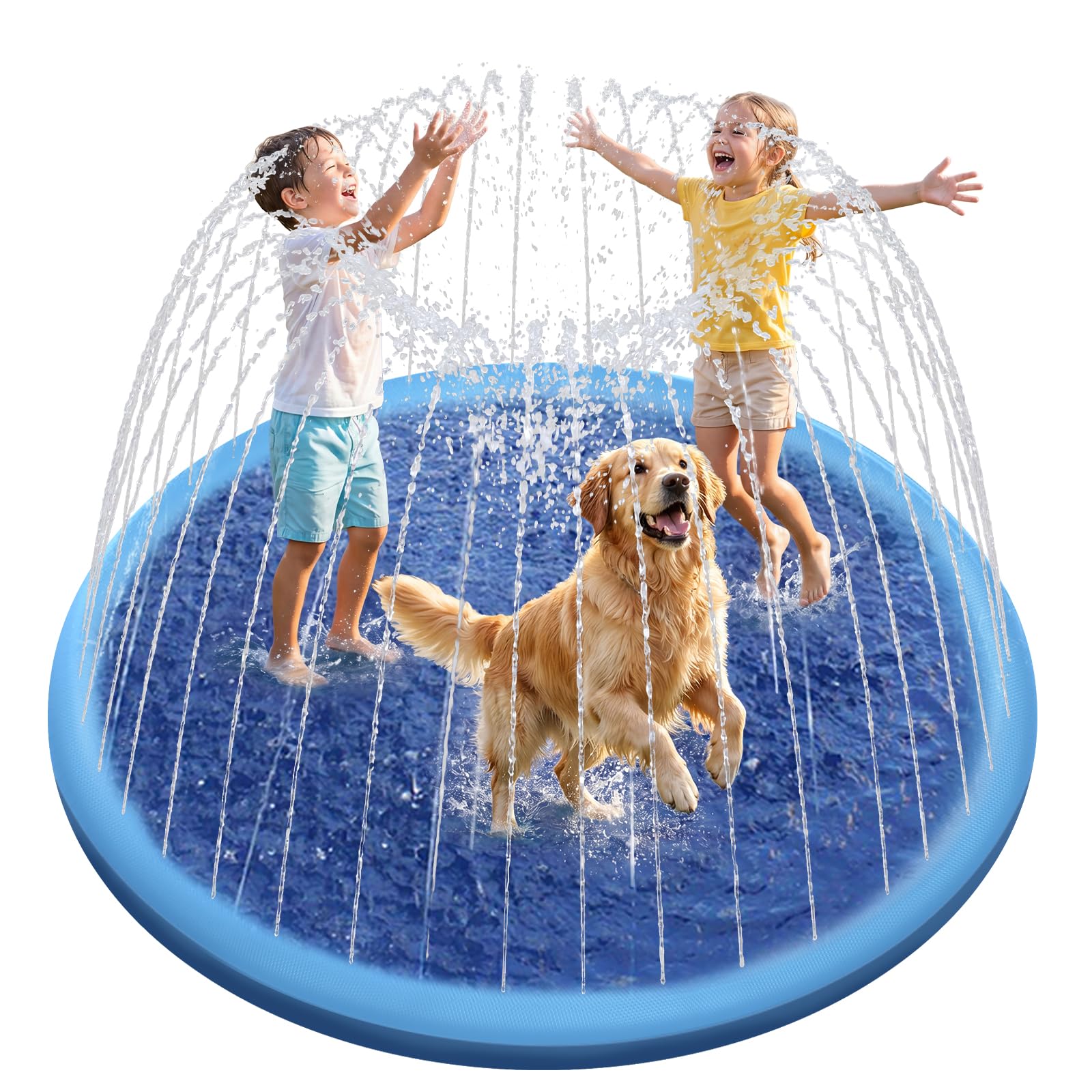 Raxurt Non-Slip Splash Pad for Kids and Dog, 67'' Splash Pad Thicken 0.58mm for Kids Ages 4-8 Toddler Baby Splash Sprinkler Pad Dog Pool Summer Outdoor Water Toys for Boys Girls