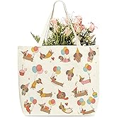 HMJKL Dachshund Tote Bags For Women, Weiner Canvas Tote Bag, Funny Dachshund Gifts, Birthday Christmas Gifts For Pet Dog Lover Family Friends, Cute Shoulder Bag For Work Shopping Travel Holiday, b13