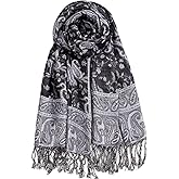 AUSEKALY Pashmina Feel Shawls Wraps for Women Rave Scarf Soft Silky Reversible Men Scarves