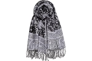 AUSEKALY Pashmina Feel Shawls Wraps for Women Rave Scarf Soft Silky Reversible Men Scarves