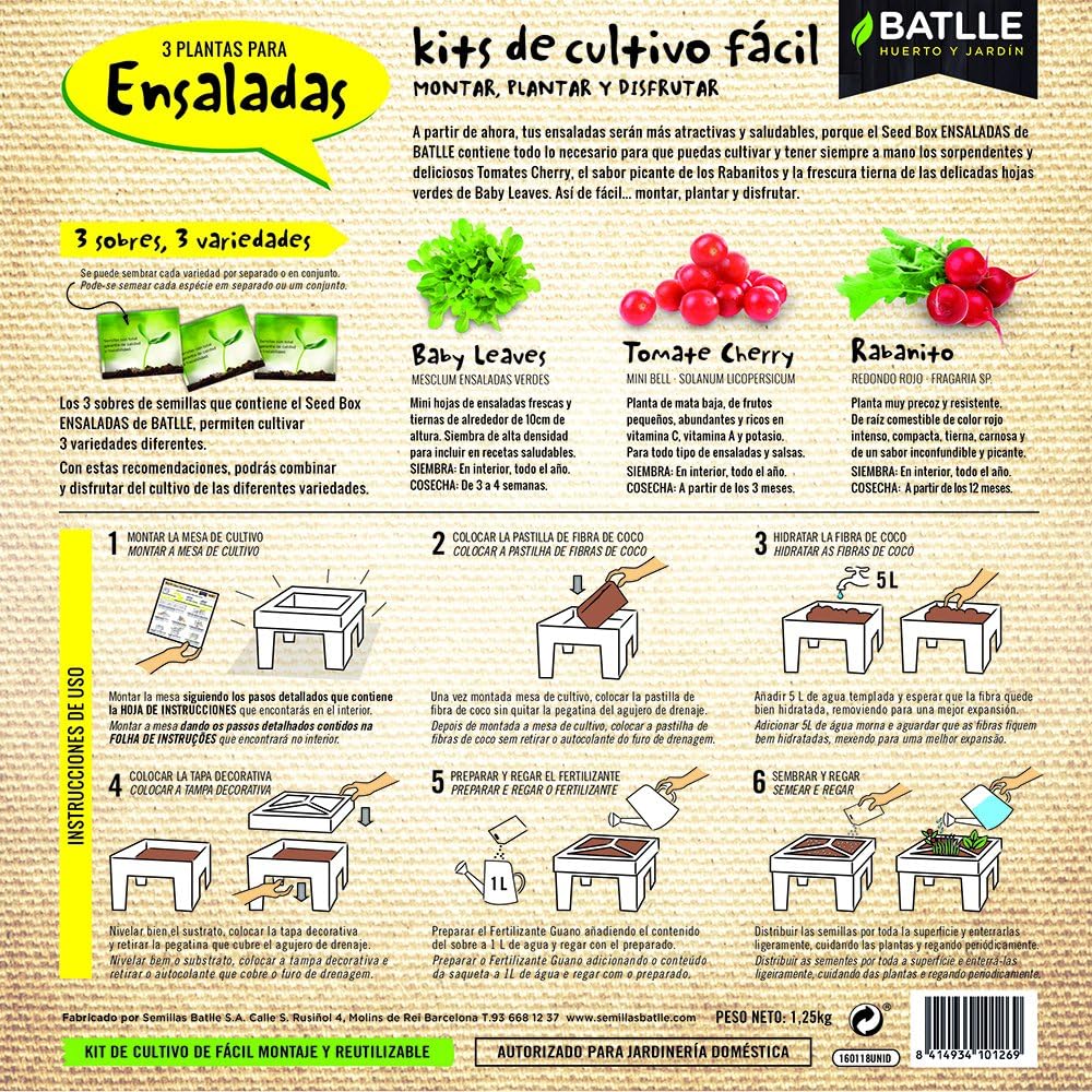 Huerto Urbano - Seed Box Ensaladas - Batlle: Amazon.es: Jardín