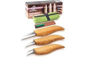 BeaverCraft Wood Carving Knife Kit S15 Whittling Kit for Beginners, Kids - Wood Carving Tools Set with Detail Chip Knife Sloyd Whittling Knives & Leather Strop, Polishing Compound and Tutorials