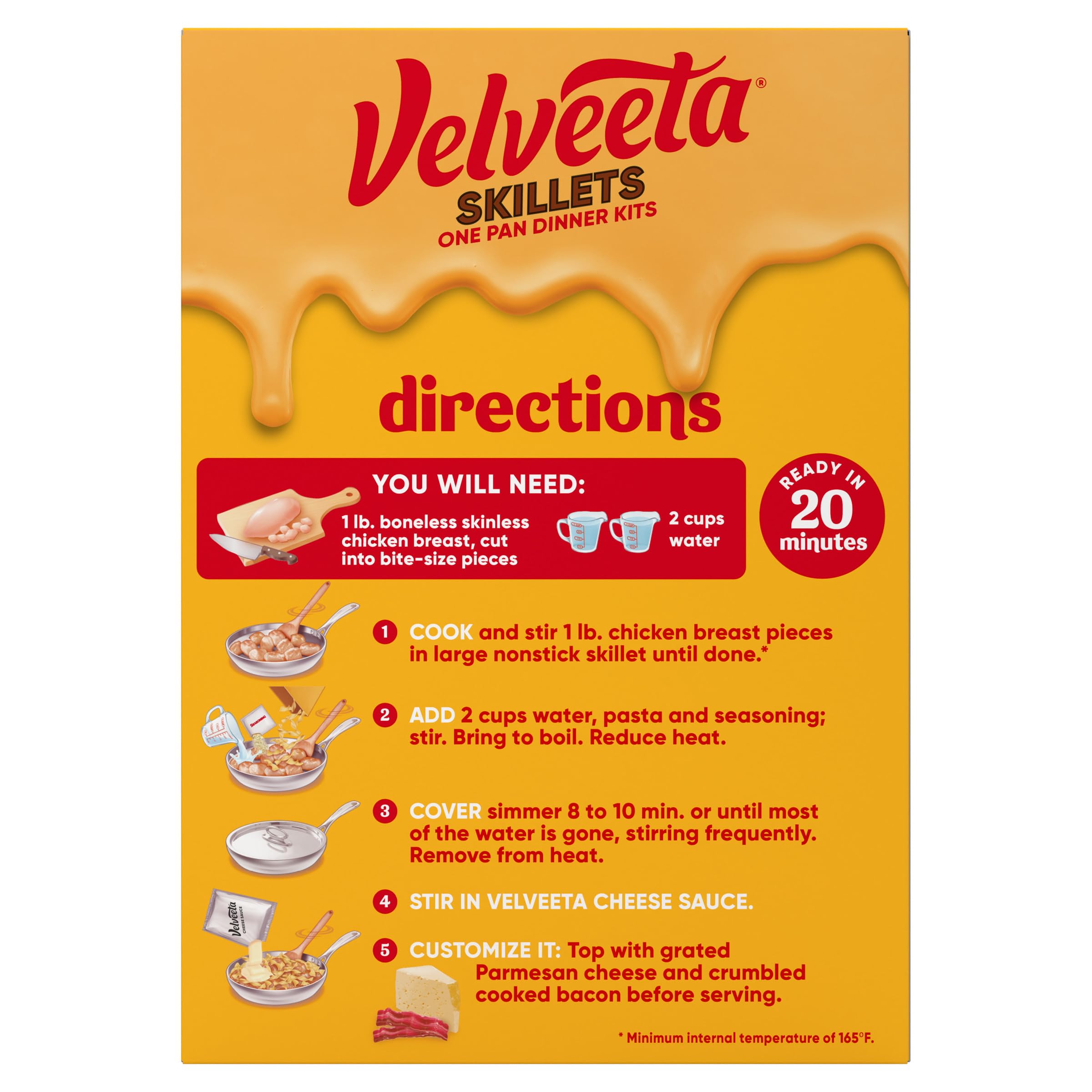 Velveeta Skillets Chicken Alfredo One Pan Dinner Kit, 12.5 oz Box