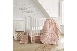 Levtex Baby - Skylar Crib Bed Set - Baby Nursery Set - Blush - Soft Cascading Ruffles - 4 Piece Set Includes Quilt, Fitted Sh