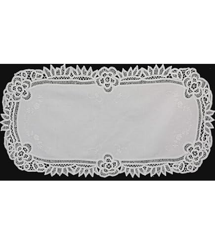 Amazon.com: Creative Linens White Battenburg Lace Table Runner Dresser Scarf  16x88 Hand Embroidery 1PC : Home & Kitchen