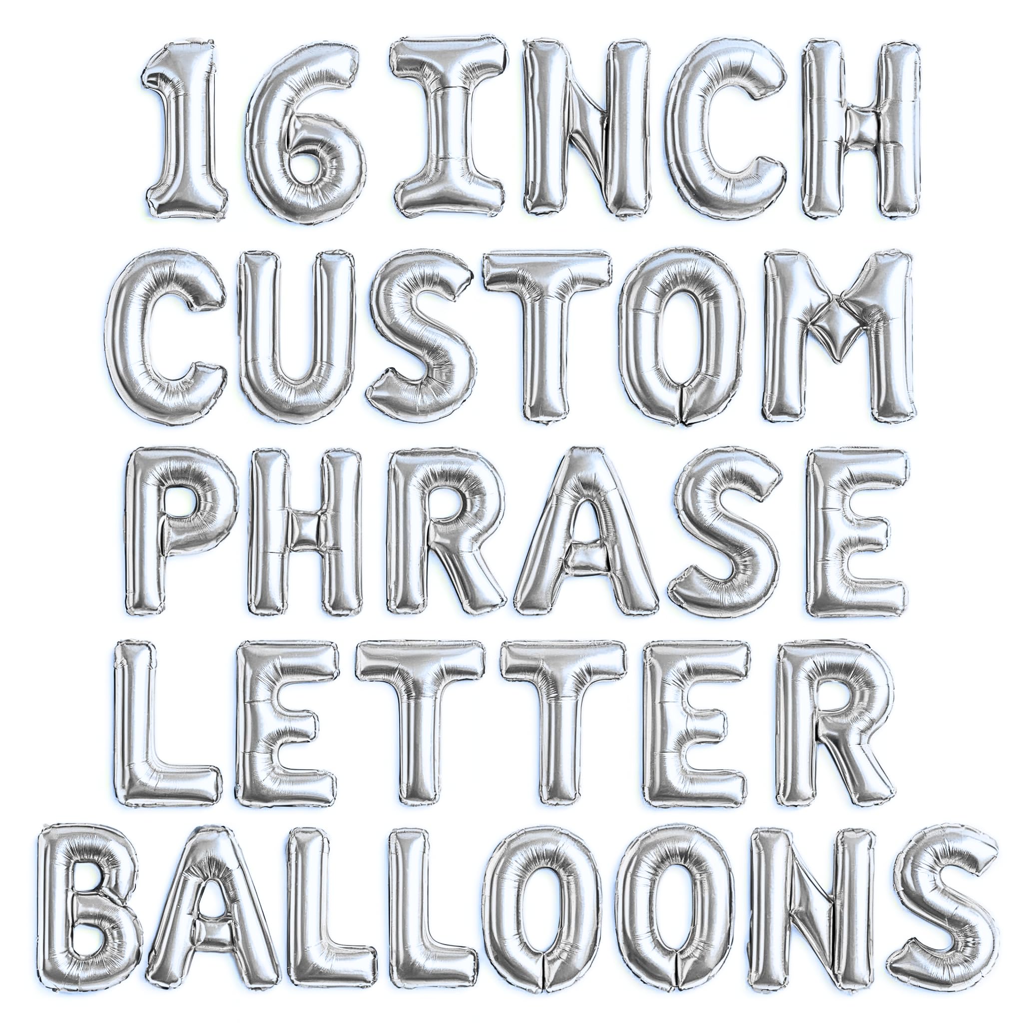 Photo 1 of [52pcs] Silver Letter Balloons - 2 Full A-Z Sets For Silver Letter Balloon Banner | Alphabet Ballons | 16 inch Foil Ballon | Customized Name Balloon Letters for a Birthday, Graduation, Wedding