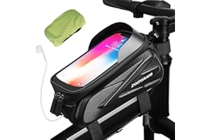 ZYXFORMIS Bike Phone Front Frame Bag Bicycle Bag Waterproof Bike Phone Mount Top Tube Handlebar Bag Bike Phone Case Holder Accessories Compatible with iPhone 11 XS Max XR Fit 7”