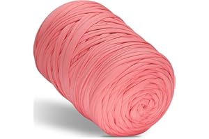 SIMEIQI 400g T-Shirt Yarn Elastic Fabric Crochet Cloth Yarn for DIY Knitting, 130 Yards Spaghetti Yarn Thick Knitting Yarn for Hand DIY Bag Basket Cushion Crocheting Projects,Home Decor(Rose Pink)
