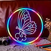Butterfly Decorations LED Light - Single Color/Multi-Color Adjustable Neon Sign for Room Decor, 13“ x 13” USB Powered Kids Bedroom Art, Unique Birthday Gifts for Girls Boys