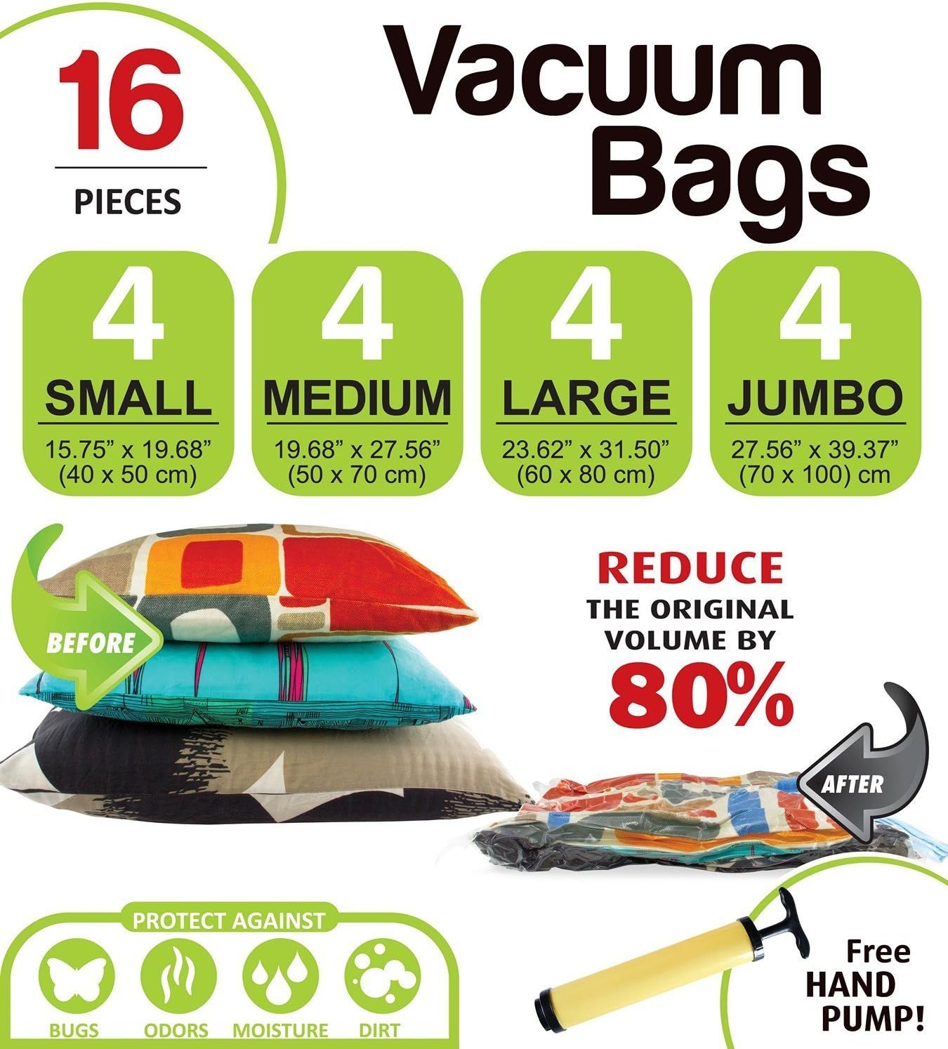 Smart Vacuum Storage Bags, 16 Pack Storage, Clear - Image 3