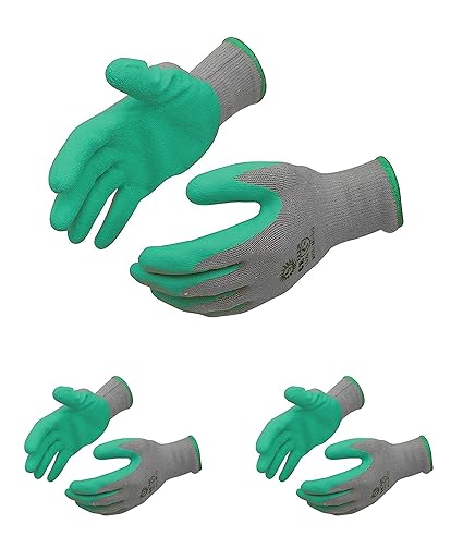 SAFEYURA Unisex Reusable Gardening Gloves (Green) -3 Pairs