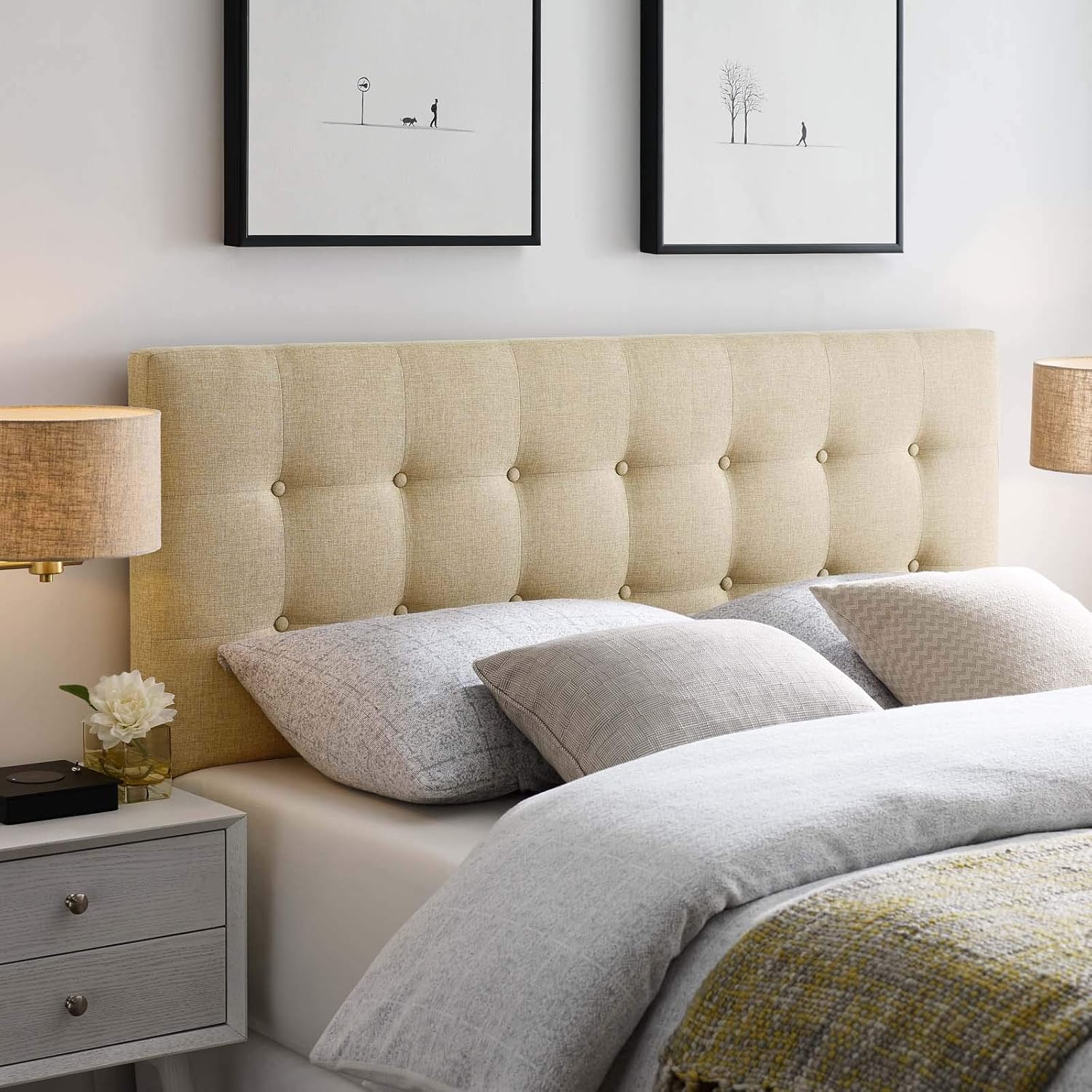 Best Tufted Linen Queen Headboard