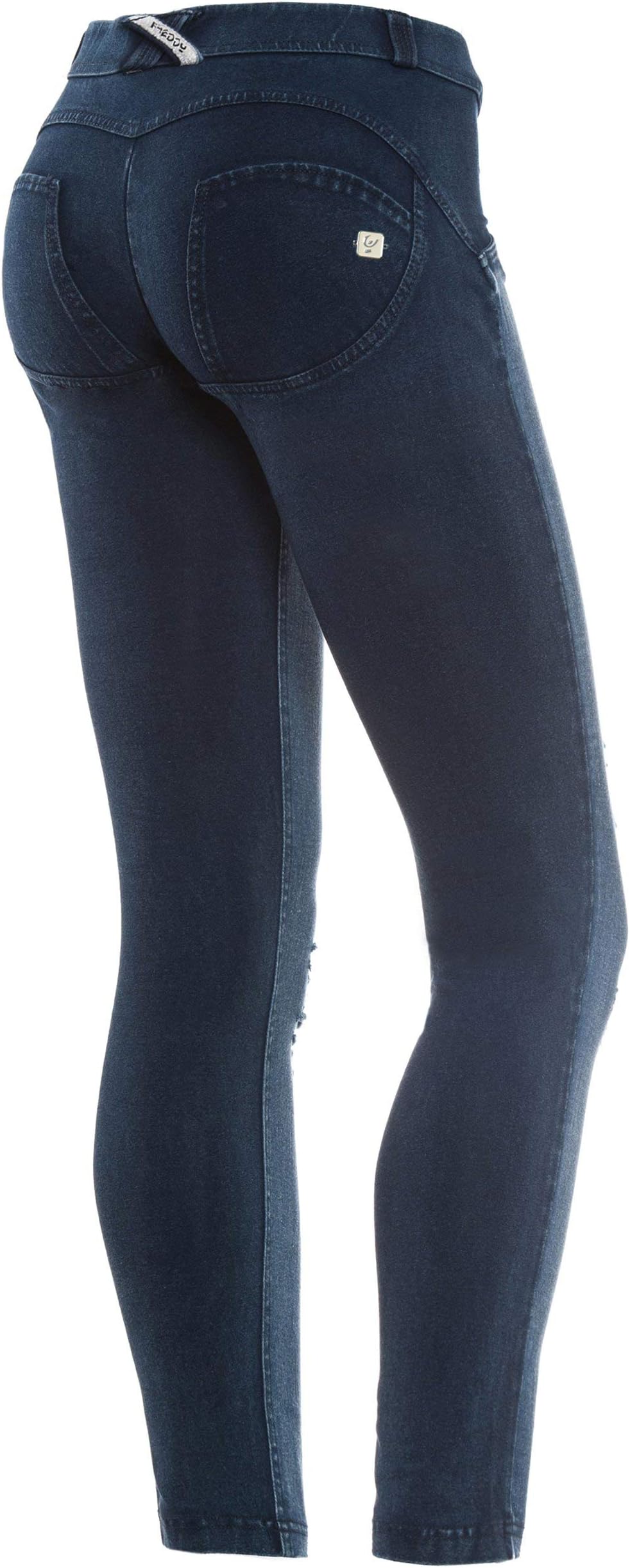 WR.UP® Shaping Effect - Low Waist - Skinny - Denim Jersey Back - True Distressed Denim Front - Dark Jeans-Blue Seam - Medium