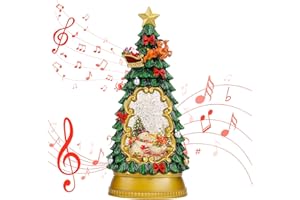 LSISOVO Christmas Snow Globe Lantern,Christmas Decorations Indoor for Home,with 6H Timer Musical Snow Globes,Battery or USB Powered Swirling Glitter Christmas Tree Snow Globes,Gifts,Snowman Skiing