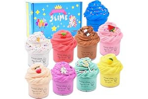 WUHUANIU 9 Pack Scented Butter Slime Kit,Ideal Slimes Bulk for Kids,Super Soft and Non Sticky DIY Slime Surprise Toy,with Charm Unicorn,Cherry,Ice Cream,Cake,Watermelon,Latte and More