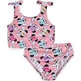 Disney Little Mermaid Minnie Mouse Girls UPF 50+ Bathing Suit Tankini and Bikini Bottom Swimsuit Set for Toddler and Big Kids