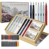 GC QUILL Calligraphy Fountain Pen Set- 7 with Different Nibs and 40 Ink Cartridges for Beginners- MU-09