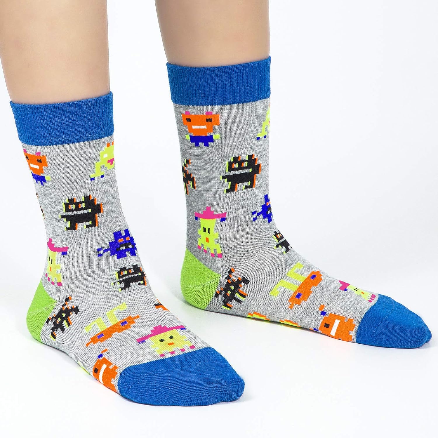 4 Pack Kids Boys Girls Novelty Crew Socks Funny Cartoon Cute Animal Food Avocado Pineapple Cat: Clothing