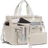 Women's Large Canvas Tote Bag Set (2PCs) - Ideal for Laptop, Hobo, Crossbody, Handbag, Travel, Gym & Work