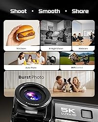 5K Video Camera Camcorder, UHD 64MP Vlogging Camera