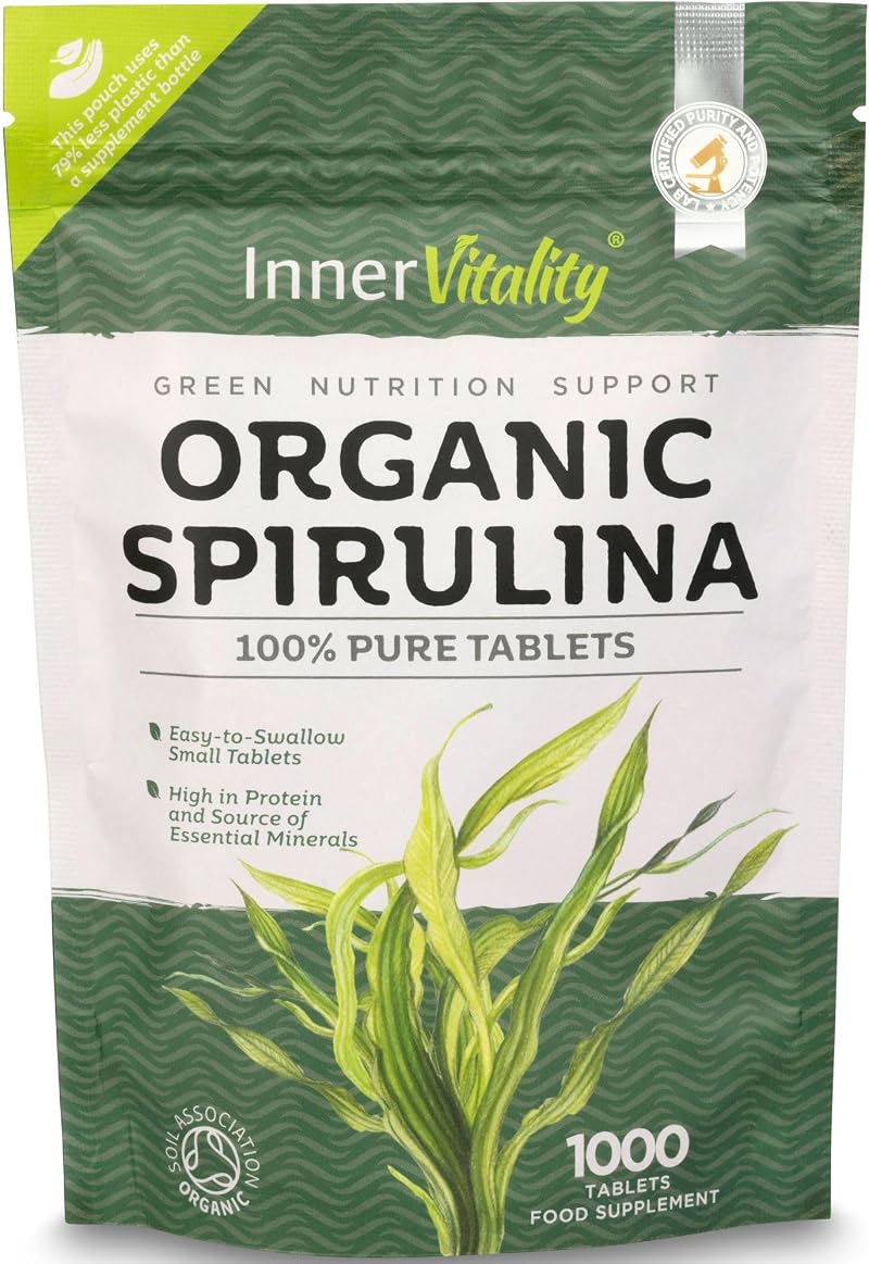 Inner Vitality Organic Spirulina 1000x Tablets 250mg Easy to Swallow