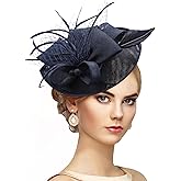 Zinniday Kentucky Fascinators Hats for Women - Vintage Tea Party Outfit Headband Church Derby Hat for Women (9.64x7.87inch)
