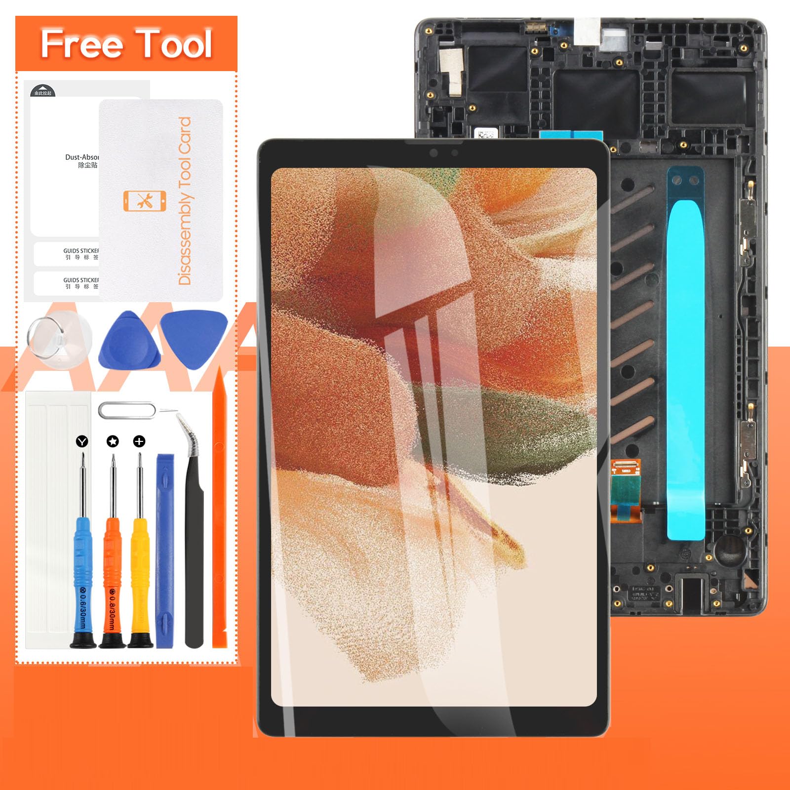 Photo 1 of (LTE Version) For Samsung Galaxy Tab A7 Lite LTE SM-T225 LCD Screen Replacement Display Touch Screen Digitizer Full Assembly(Black with Frame)
