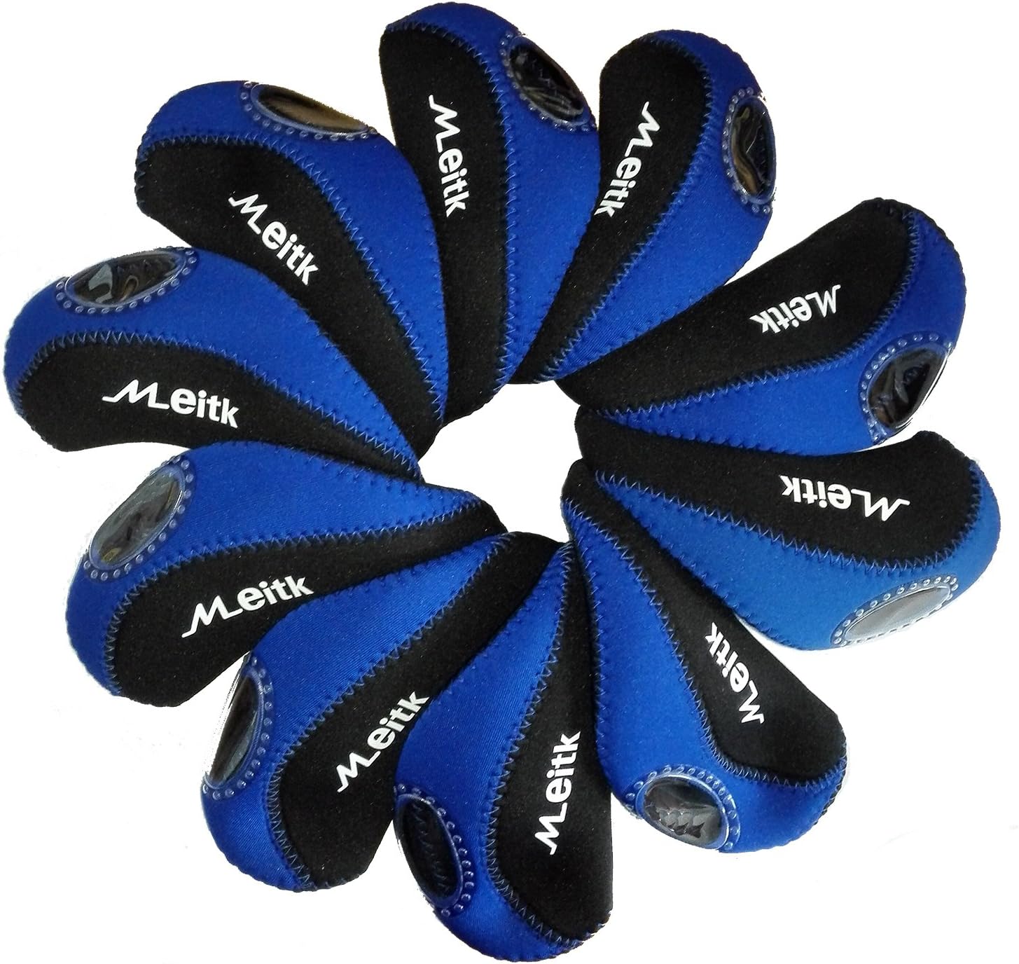 MEITK Neoprene Golf Club Iron Head Covers,Waterproof Protection Iron Head and Keep Away from Dinging with PVC Window- Set of 10