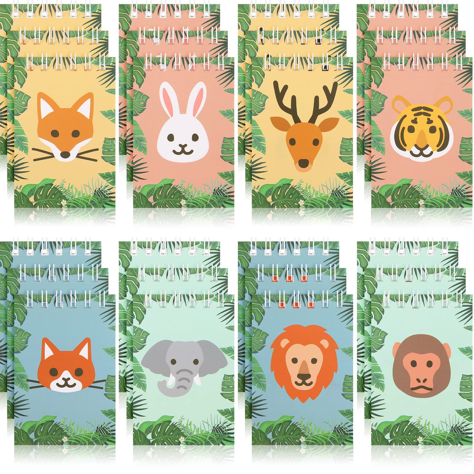 Nezyo 24 Pcs Animal Notebook Bulk Mini Notepad Jungle Zoo Wild Party Favor Mini Forest Animals Notepad Small Note Pad Funny Gift for Boys Girls Birthday Classroom Bags Graduation Party Favors