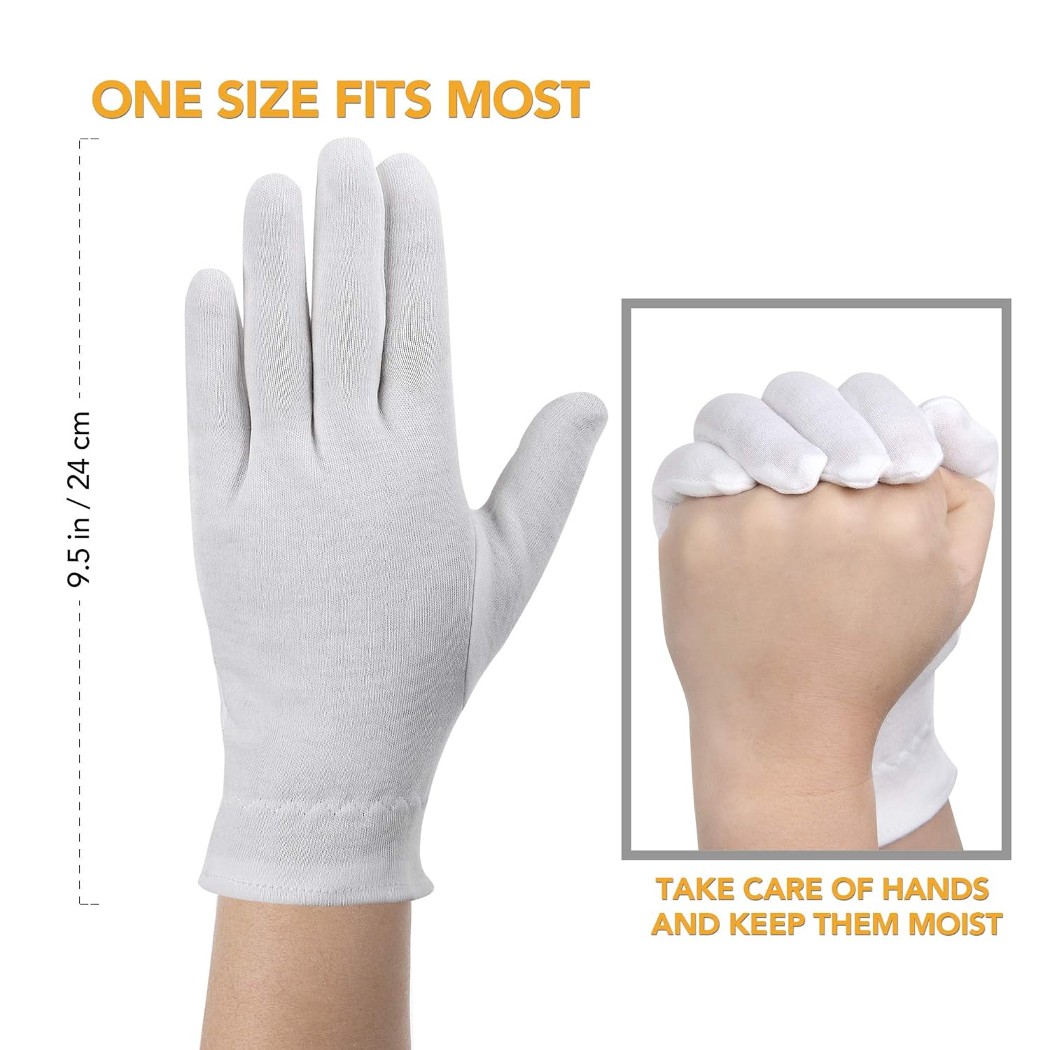 Cotton Gloves For Dry Hands, Moisturizing Gloves Overnight, Eczema Treatment, Skin Spa Therapy, Cosmetic Jewelry Inspection Premium Quality (5 Pairs) : Beauty