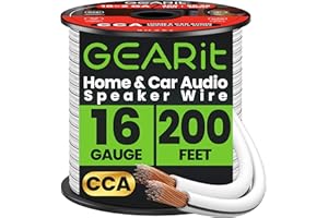 GEARit 16 Gauge Speaker Wire, Speaker Cable 200ft for Car Audio, Home Theater, CCA(White)