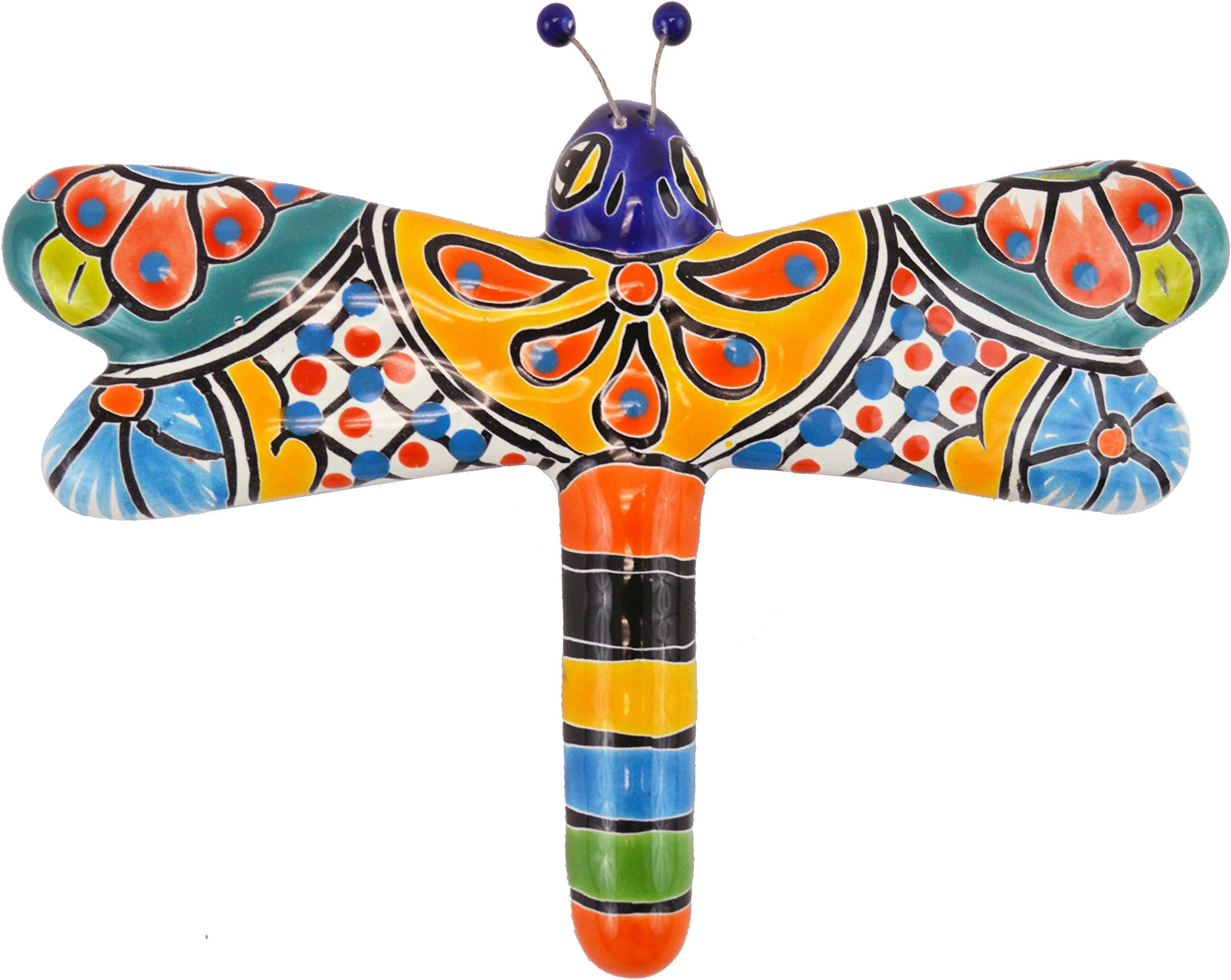 Avera Products Talavera Dragonfly 7"x9" Wall Hanging Hand Painted Ceramic Garden Decor