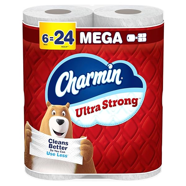 CHARMIN ULTRA STRONG TOILET PAPER, 6 MEGA ROLLS = 24 REGULAR ROLLS
